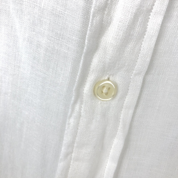 Ralph Lauren Classic Fit short sleeve linen button down shirt, men's size XL linen white type Vintage Second Hand