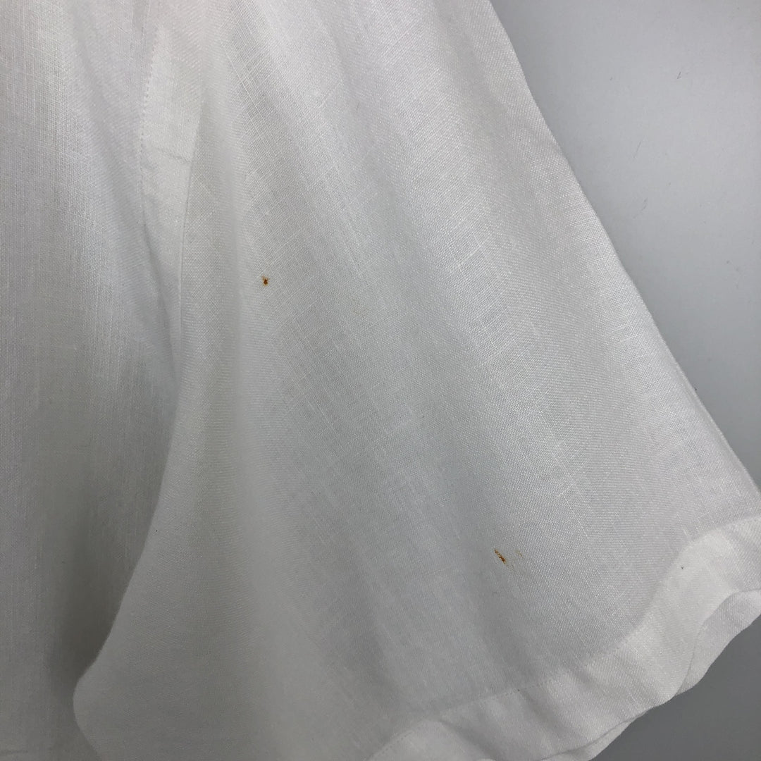Ralph Lauren Classic Fit short sleeve linen button down shirt, men's size XL linen white type Vintage Second Hand