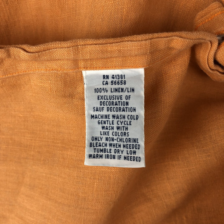 Ralph Lauren short sleeve linen button down shirt, men's size L linen orange type Vintage Second Hand