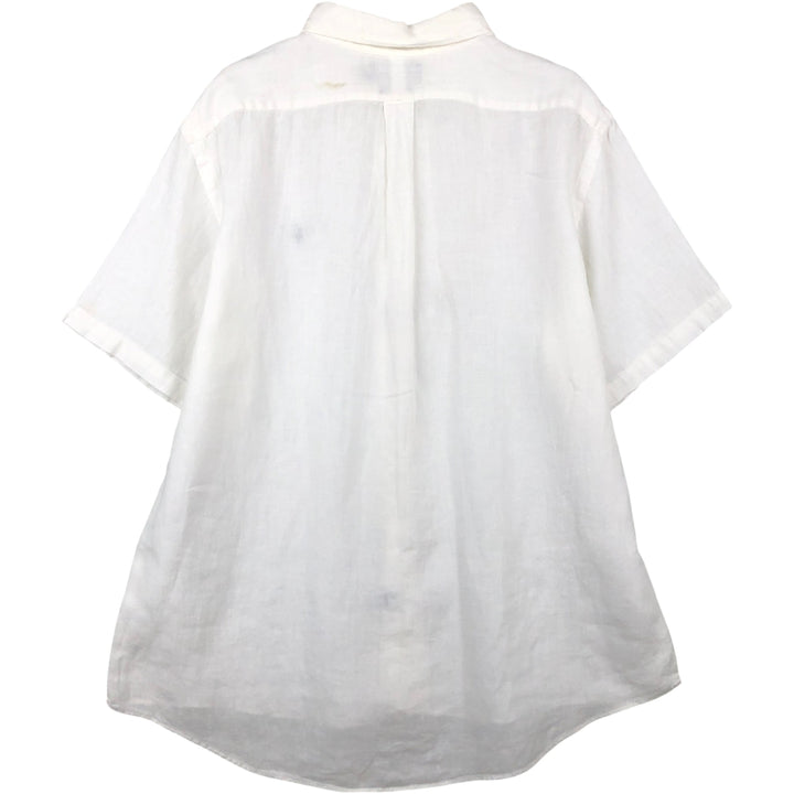 Ralph Lauren CUSTOM FIT short sleeve linen button down shirt, men's XXL size linen white type Vintage Second Hand