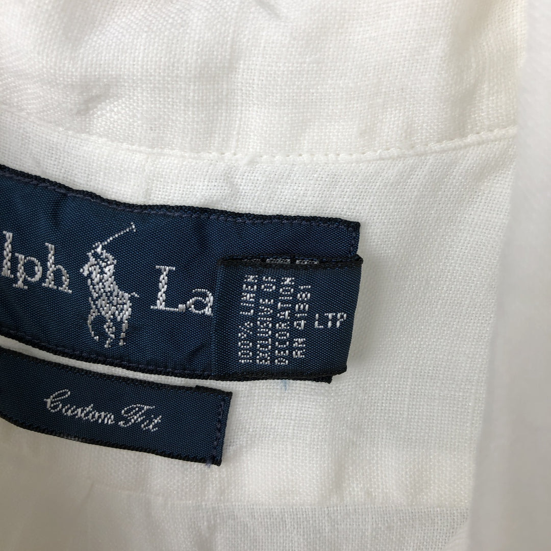 Ralph Lauren CUSTOM FIT short sleeve linen button down shirt, men's XXL size linen white type Vintage Second Hand
