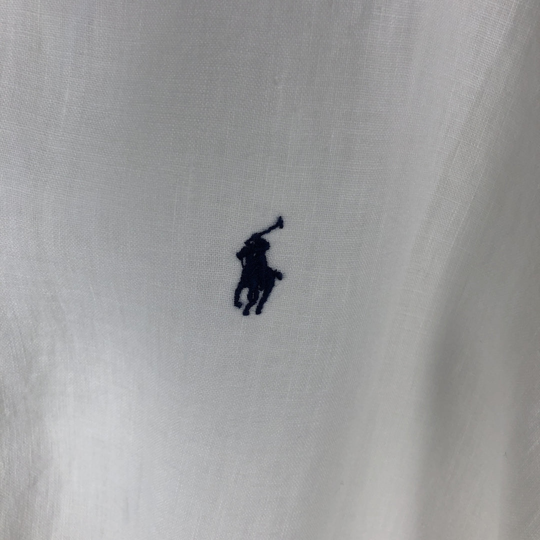 Ralph Lauren CUSTOM FIT short sleeve linen button down shirt, men's XXL size linen white type Vintage Second Hand