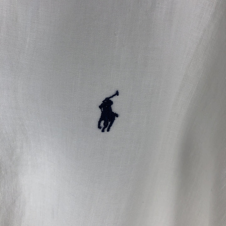 Ralph Lauren CUSTOM FIT short sleeve linen button down shirt, men's XXL size linen white type Vintage Second Hand