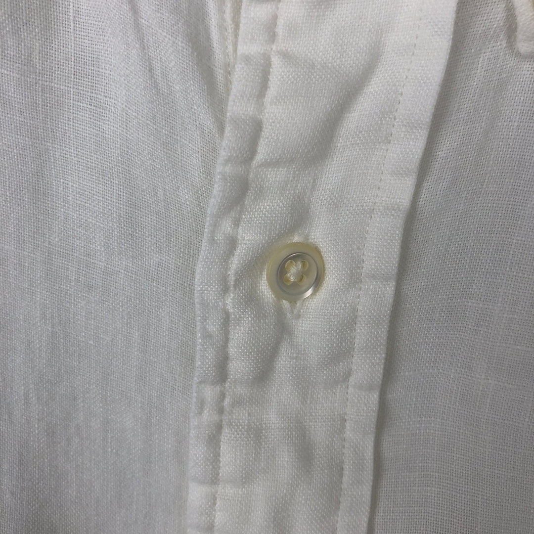 Ralph Lauren CUSTOM FIT short sleeve linen button down shirt, men's XXL size linen white type Vintage Second Hand