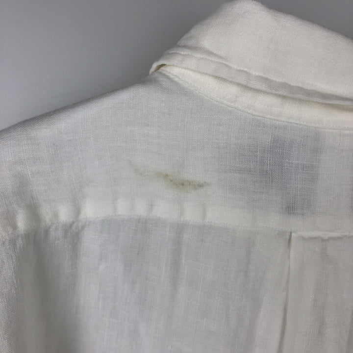 Ralph Lauren CUSTOM FIT short sleeve linen button down shirt, men's XXL size linen white type Vintage Second Hand