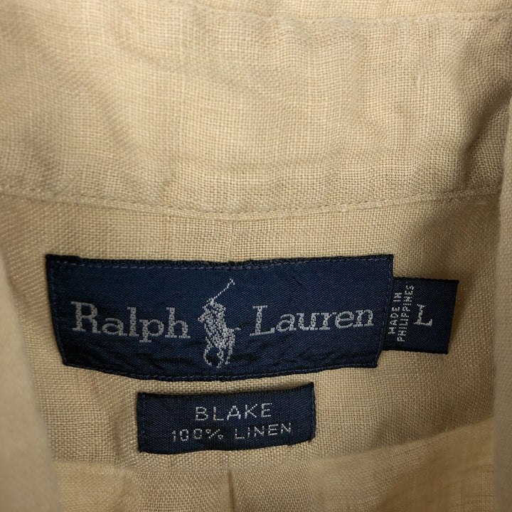 Ralph Lauren BLAKE short sleeve linen button down shirt, men's size L linen Beige type Vintage Second Hand