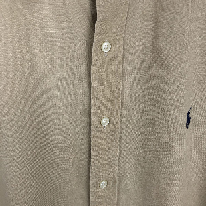 Ralph Lauren BLAKE short sleeve linen button down shirt, men's size L linen Beige type Vintage Second Hand