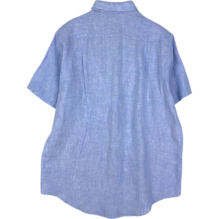 Brooks Brothers Est.1818 short sleeve linen shirt, men's size M linen blue type Vintage Second Hand