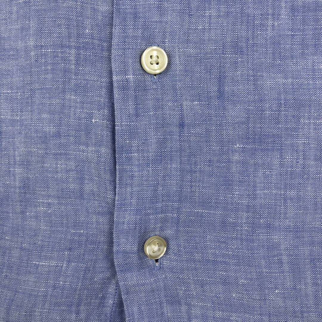 Brooks Brothers Est.1818 short sleeve linen shirt, men's size M linen blue type Vintage Second Hand