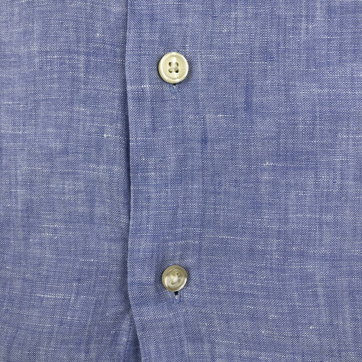 Brooks Brothers Est.1818 short sleeve linen shirt, men's size M linen blue type Vintage Second Hand