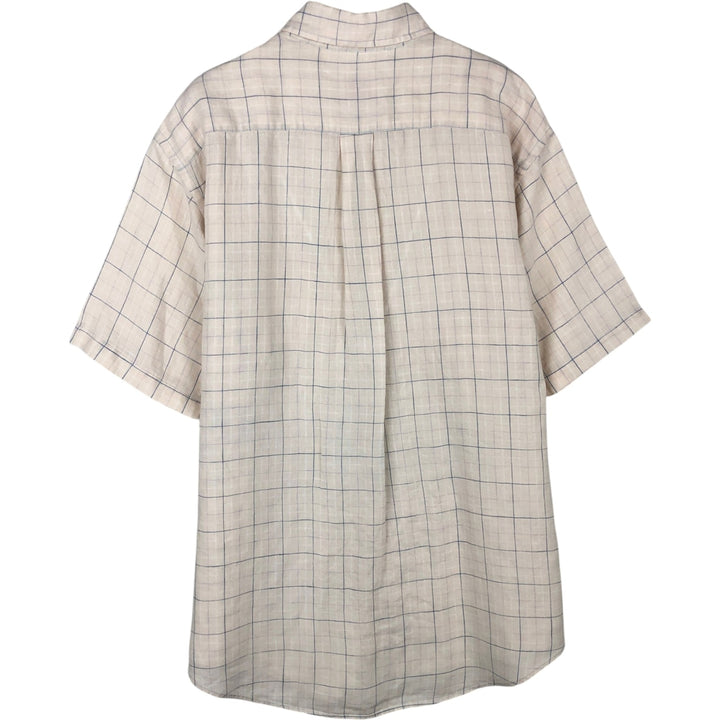 Brooks Brothers Est.1818 Short Sleeve Button-Down Check Shirt, Men's Size L linen Beige type Vintage Second Hand