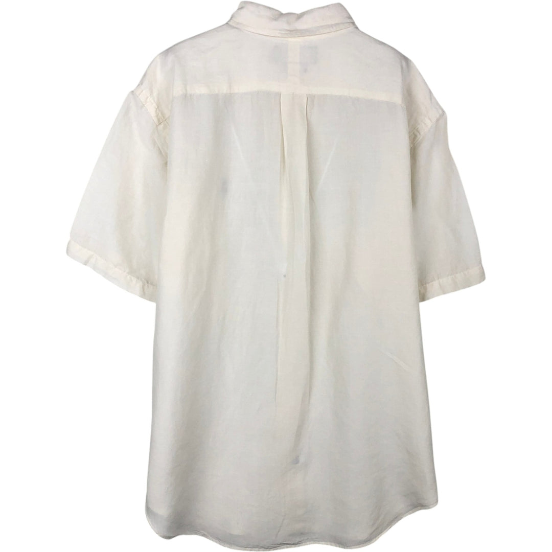 Ralph Lauren Classic Fit short sleeve linen button down shirt, men's size L linen white type Vintage Second Hand