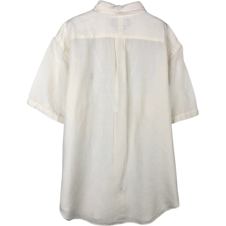 Ralph Lauren Classic Fit short sleeve linen button down shirt, men's size L linen white type Vintage Second Hand