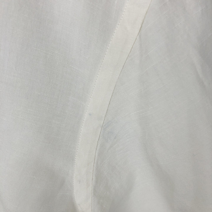 Ralph Lauren Classic Fit short sleeve linen button down shirt, men's size L linen white type Vintage Second Hand