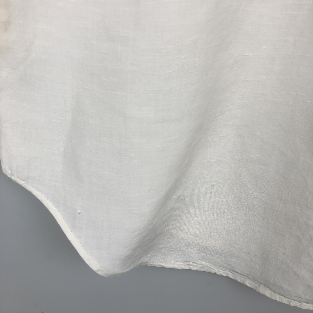 Ralph Lauren Classic Fit short sleeve linen button down shirt, men's size L linen white type Vintage Second Hand