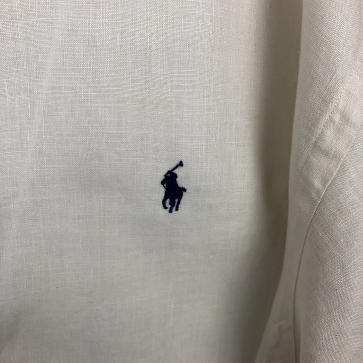 Ralph Lauren BLAKE short sleeve linen button down shirt, men's XL size linen white type Vintage Second Hand