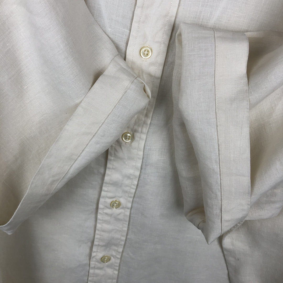 Ralph Lauren BLAKE short sleeve linen button down shirt, men's XL size linen white type Vintage Second Hand