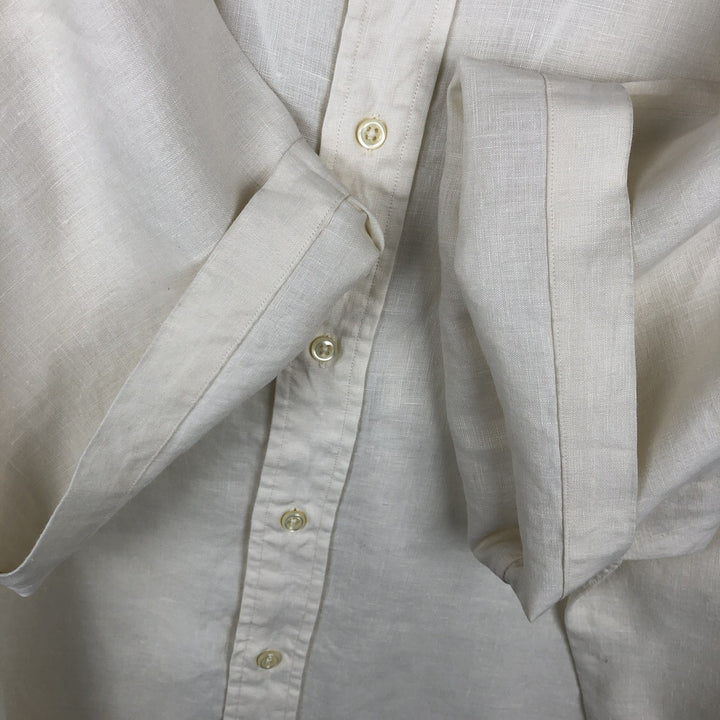 Ralph Lauren BLAKE short sleeve linen button down shirt, men's XL size linen white type Vintage Second Hand