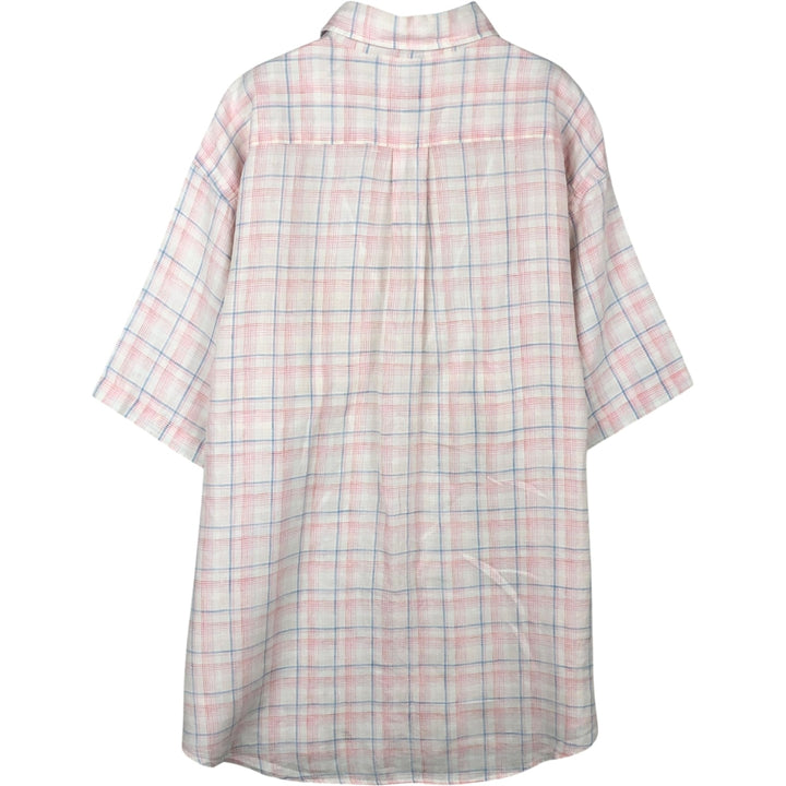 Brooks Brothers Est.1818 Short Sleeve Button-Down Check Shirt, Men's XL linen white type Vintage Second Hand