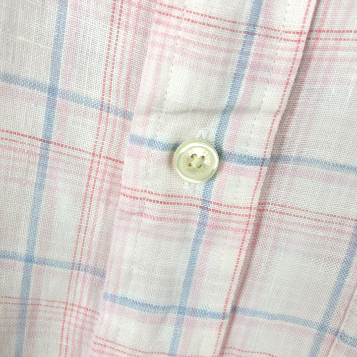Brooks Brothers Est.1818 Short Sleeve Button-Down Check Shirt, Men's XL linen white type Vintage Second Hand