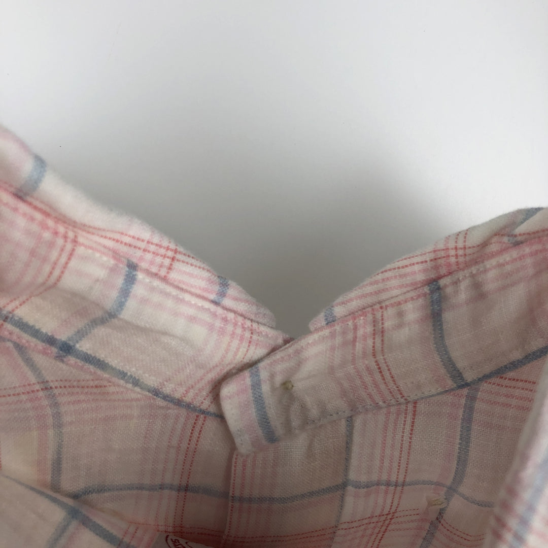 Brooks Brothers Est.1818 Short Sleeve Button-Down Check Shirt, Men's XL linen white type Vintage Second Hand