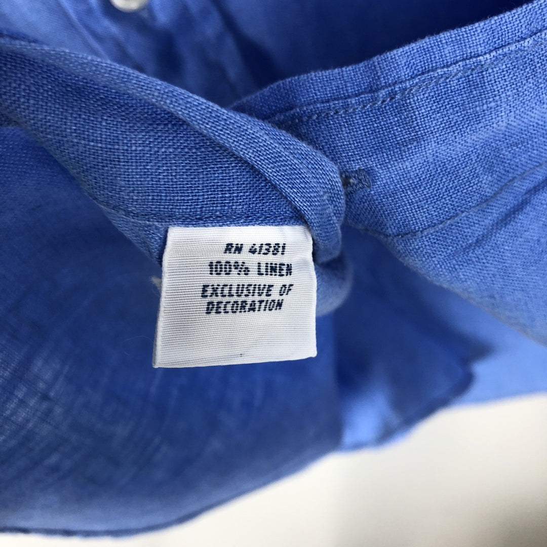 Ralph Lauren OCEAN WASH LINEN Short-Sleeve Linen Button-Down Shirt, Men's Size S (approx.) linen blue type Vintage Second Hand