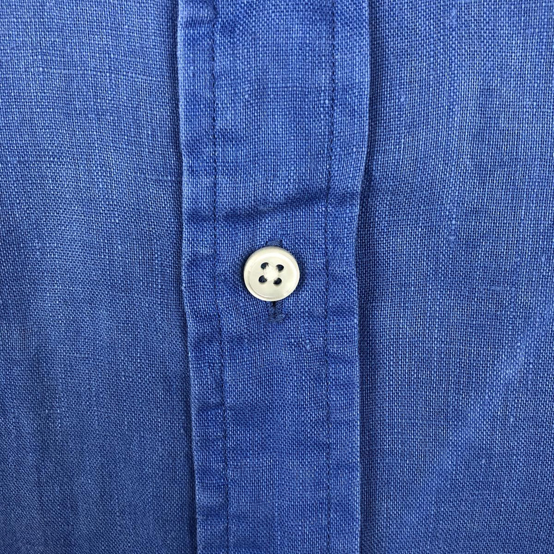 Ralph Lauren OCEAN WASH LINEN Short-Sleeve Linen Button-Down Shirt, Men's Size S (approx.) linen blue type Vintage Second Hand