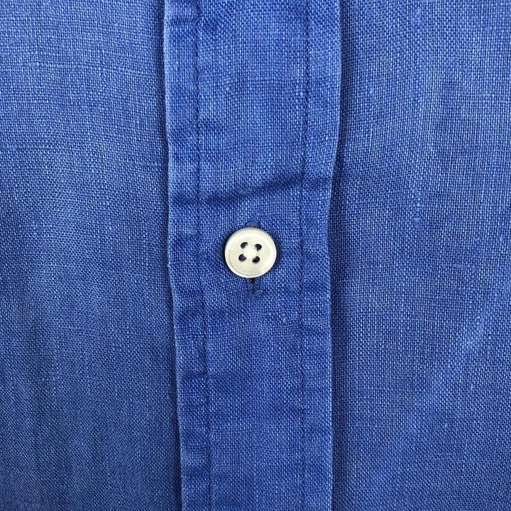 Ralph Lauren OCEAN WASH LINEN Short-Sleeve Linen Button-Down Shirt, Men's Size S (approx.) linen blue type Vintage Second Hand