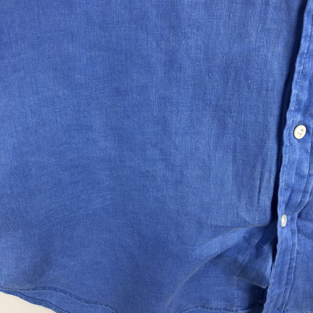 Ralph Lauren OCEAN WASH LINEN Short-Sleeve Linen Button-Down Shirt, Men's Size S (approx.) linen blue type Vintage Second Hand