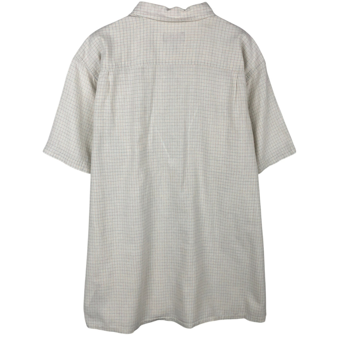 Patagonia Check Pattern Short-Sleeve Organic Cotton x Linen Box Shirt (Men's Size L) Hemp white type Vintage Second Hand