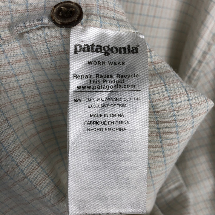 Patagonia Check Pattern Short-Sleeve Organic Cotton x Linen Box Shirt (Men's Size L) Hemp white type Vintage Second Hand