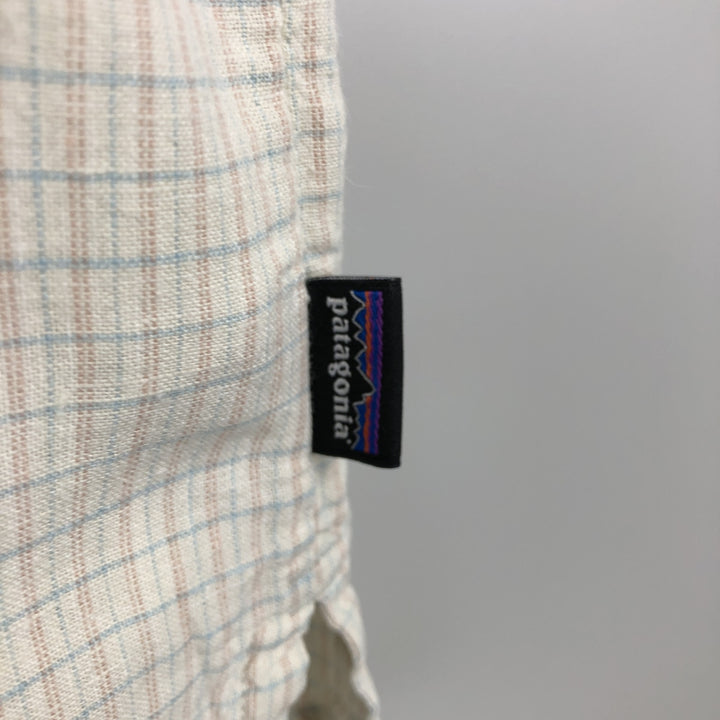 Patagonia Check Pattern Short-Sleeve Organic Cotton x Linen Box Shirt (Men's Size L) Hemp white type Vintage Second Hand