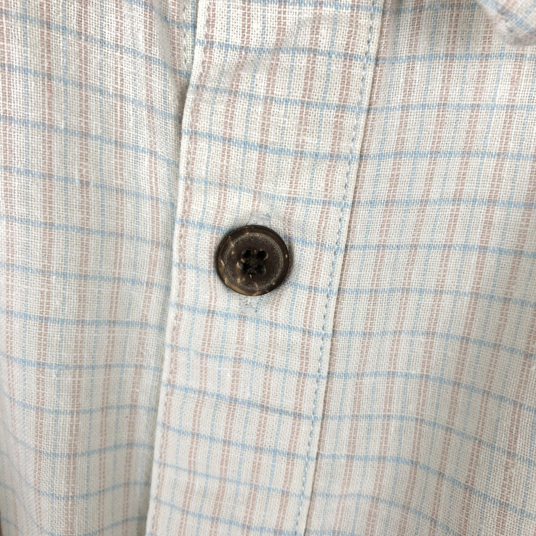 Patagonia Check Pattern Short-Sleeve Organic Cotton x Linen Box Shirt (Men's Size L) Hemp white type Vintage Second Hand