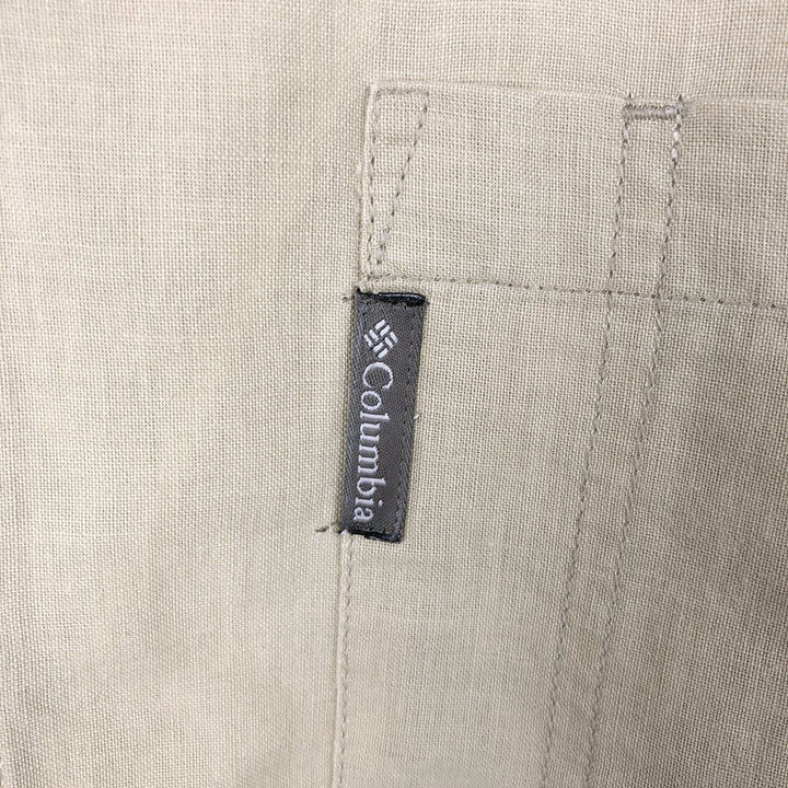 90s-00'S Columbia Short-Sleeve Cotton x Linen Box Shirt, Men's XL (approx.) Vintage linen Khaki type Vintage Second Hand