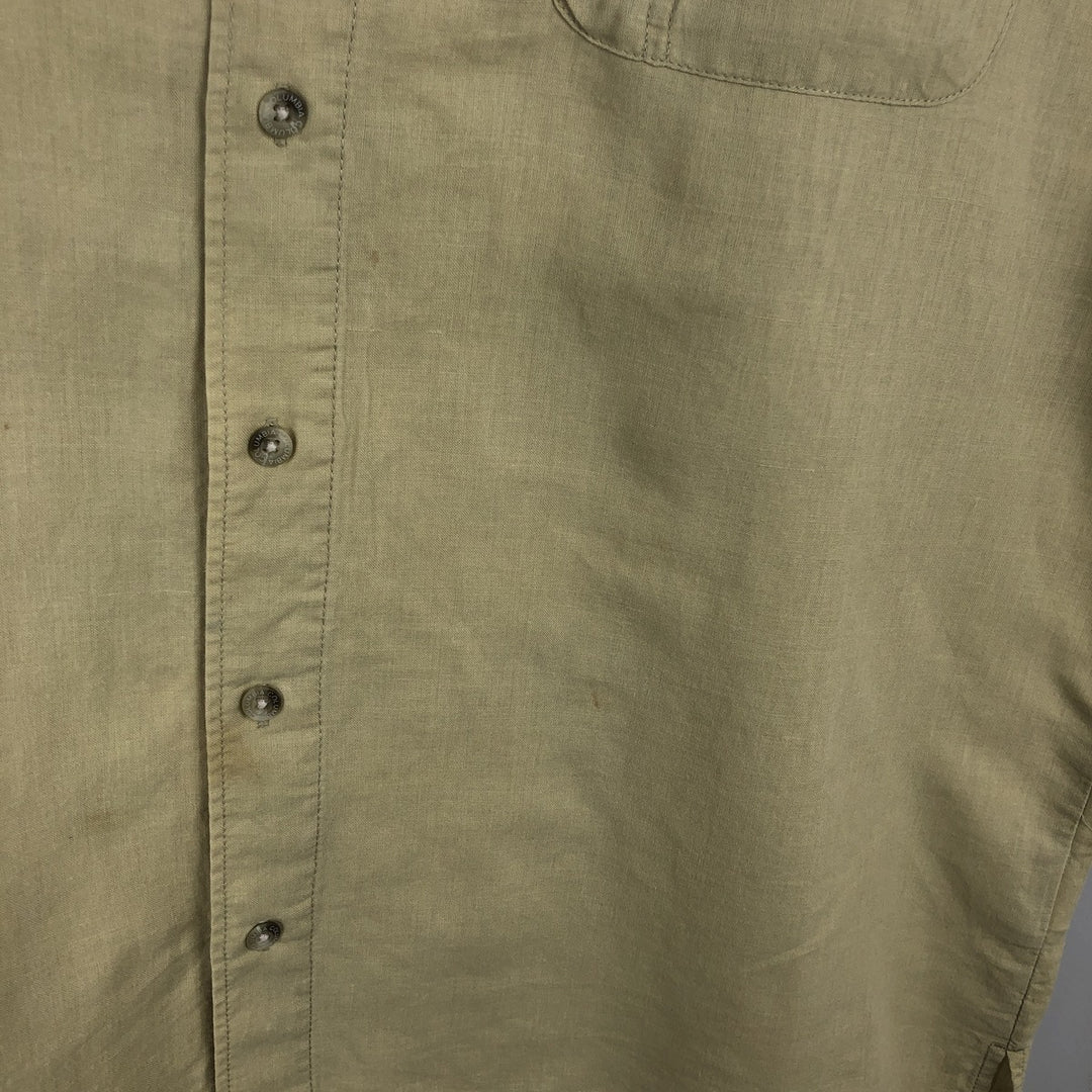 90s-00'S Columbia Short-Sleeve Cotton x Linen Box Shirt, Men's XL (approx.) Vintage linen Khaki type Vintage Second Hand