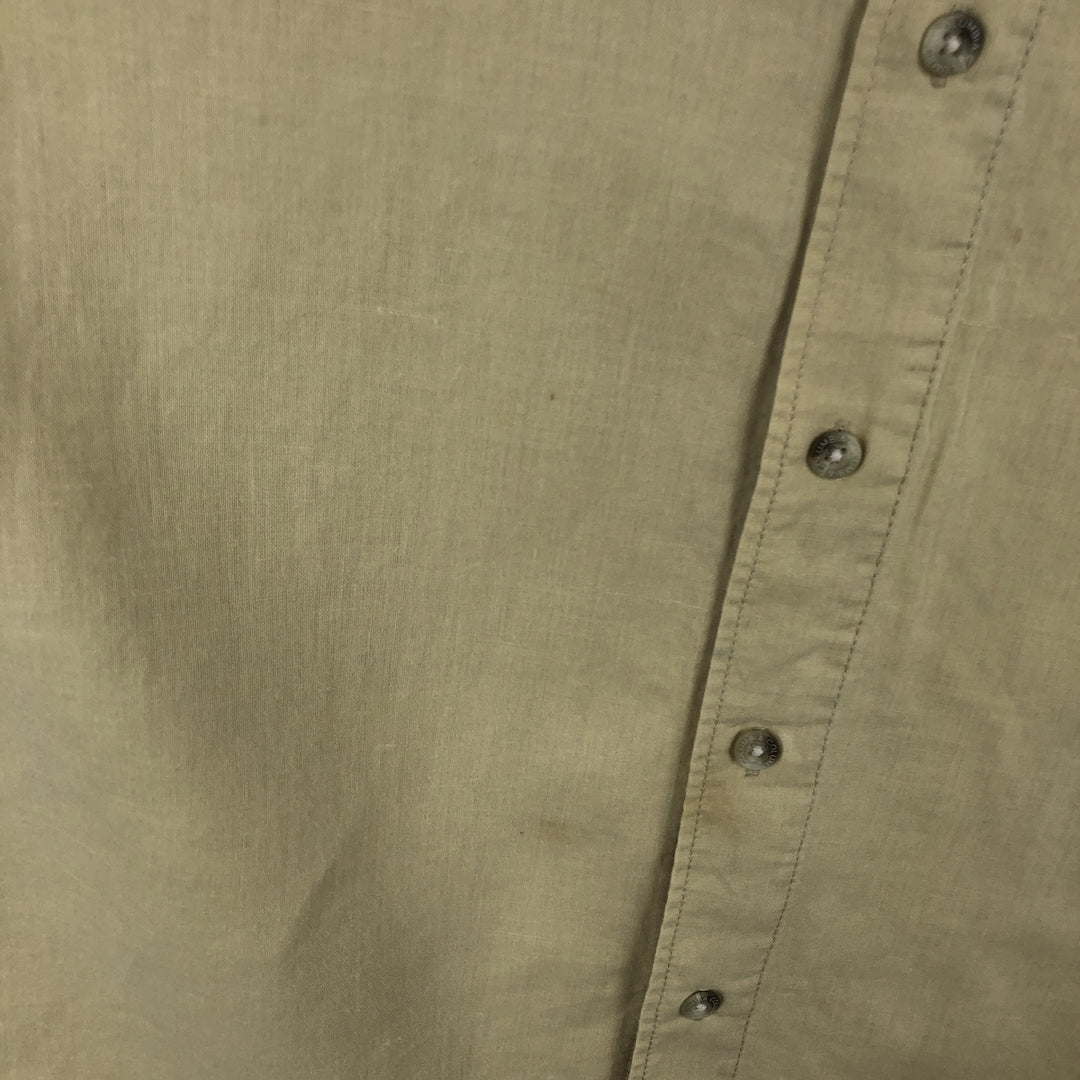 90s-00'S Columbia Short-Sleeve Cotton x Linen Box Shirt, Men's XL (approx.) Vintage linen Khaki type Vintage Second Hand