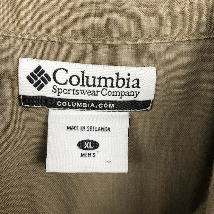 2000'S Columbia Short-Sleeve Cotton x Linen Box Shirt, Men's Size XL (approx.) linen Khaki type Vintage Second Hand