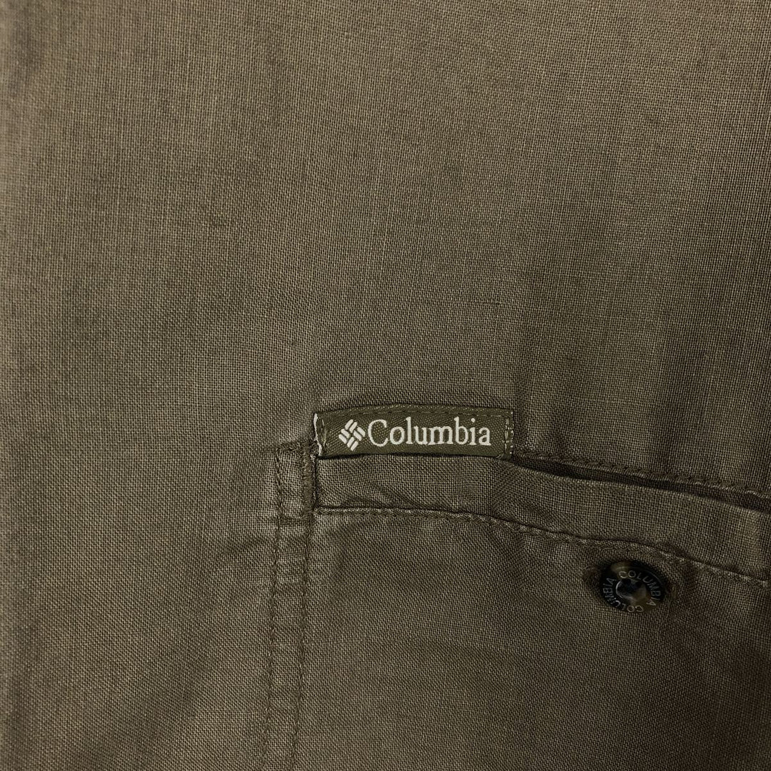 2000'S Columbia Short-Sleeve Cotton x Linen Box Shirt, Men's Size XL (approx.) linen Khaki type Vintage Second Hand