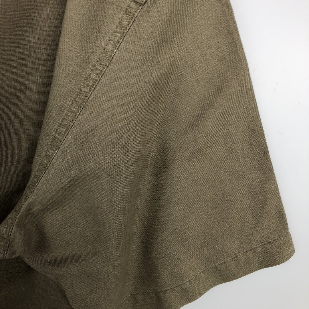 2000'S Columbia Short-Sleeve Cotton x Linen Box Shirt, Men's Size XL (approx.) linen Khaki type Vintage Second Hand