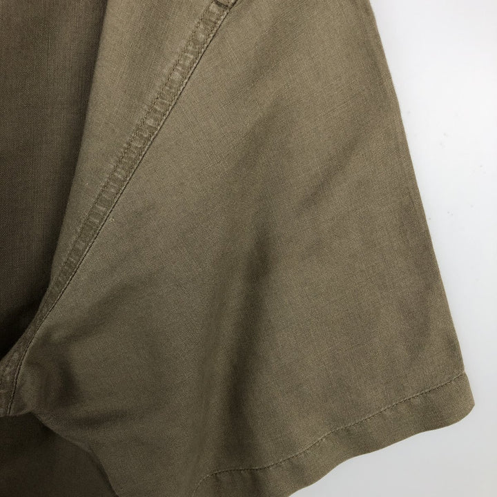 2000'S Columbia Short-Sleeve Cotton x Linen Box Shirt, Men's Size XL (approx.) linen Khaki type Vintage Second Hand
