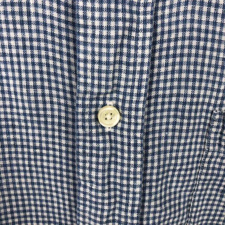 Brooks Brothers Est.1818 Check Pattern Short Sleeve Linen Button Down Shirt Men's XL linen Blue type light blue Vintage Second Hand