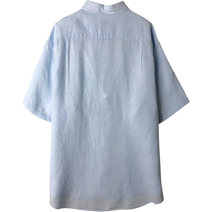 Brooks Brothers 346 short sleeve linen shirt, men's XL size linen Blue type light blue Vintage Second Hand