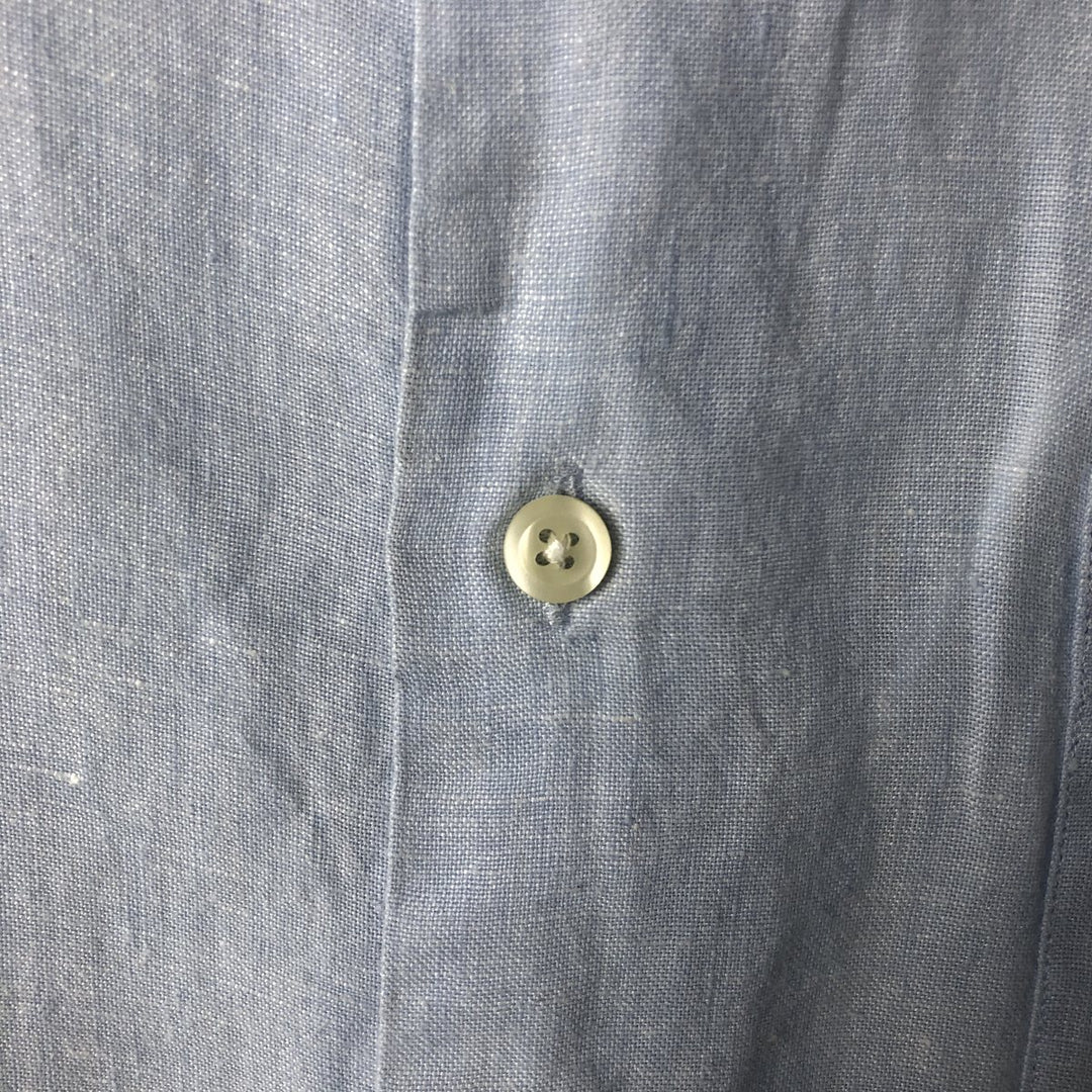 Brooks Brothers 346 short sleeve linen shirt, men's XL size linen Blue type light blue Vintage Second Hand