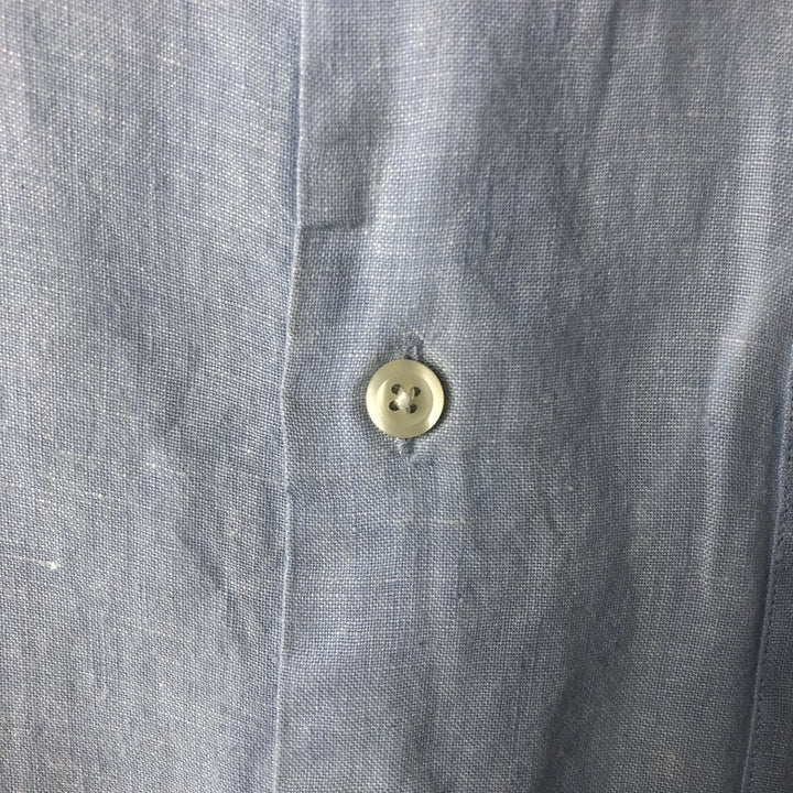 Brooks Brothers 346 short sleeve linen shirt, men's XL size linen Blue type light blue Vintage Second Hand