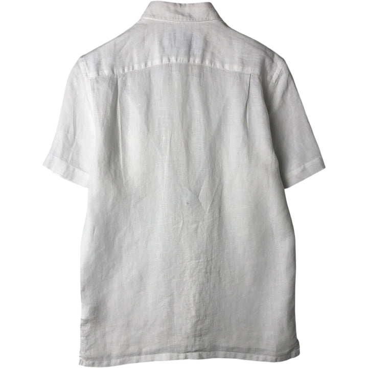 Lacoste Regular Fit Short-Sleeve Linen Button-Down Shirt, Boxy Shirt, Men's Size S (approx.) linen white type Vintage Second Hand