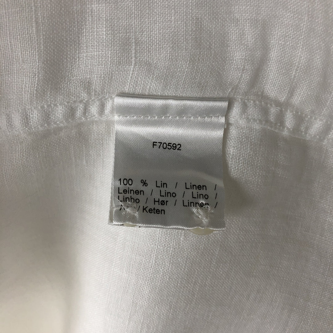 Lacoste Regular Fit Short-Sleeve Linen Button-Down Shirt, Boxy Shirt, Men's Size S (approx.) linen white type Vintage Second Hand