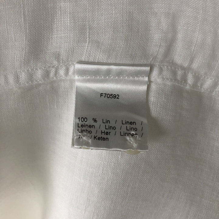 Lacoste Regular Fit Short-Sleeve Linen Button-Down Shirt, Boxy Shirt, Men's Size S (approx.) linen white type Vintage Second Hand