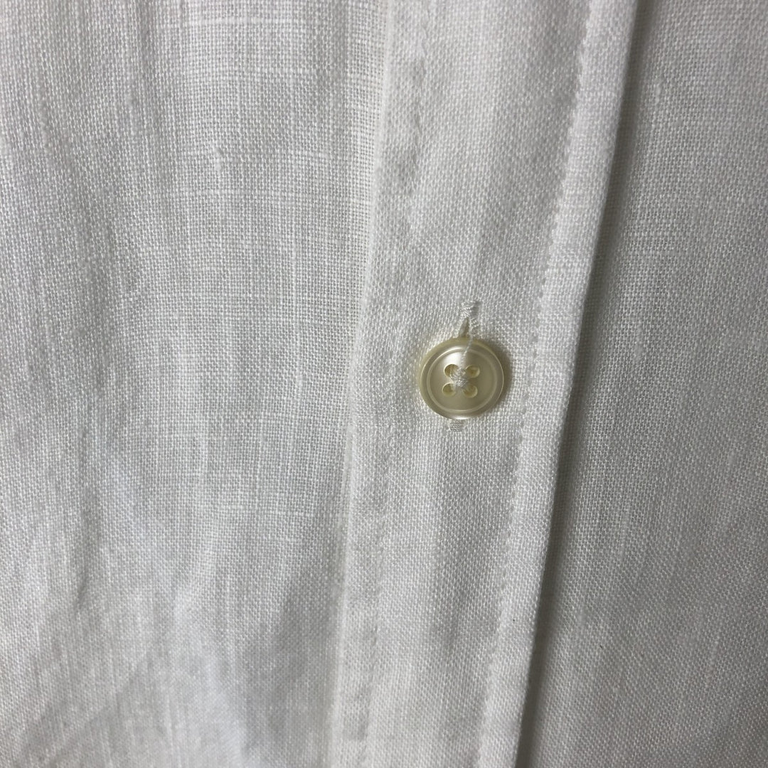 Lacoste Regular Fit Short-Sleeve Linen Button-Down Shirt, Boxy Shirt, Men's Size S (approx.) linen white type Vintage Second Hand