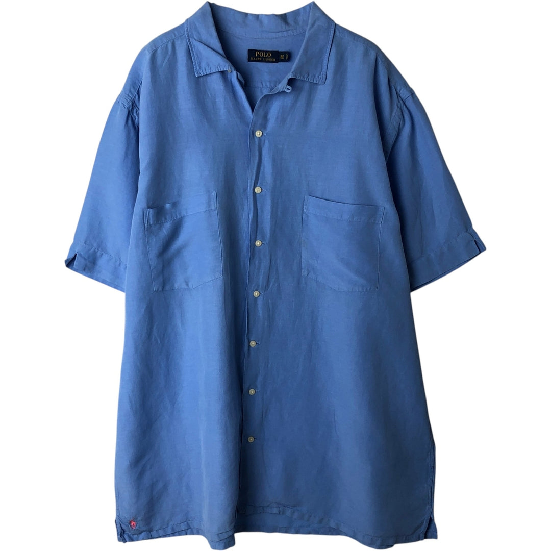 Ralph Lauren POLO RALPH LAUREN Short Sleeve Open Collar Linen Shirt Box Shirt Men's XL linen Blue type light blue Vintage Second Hand