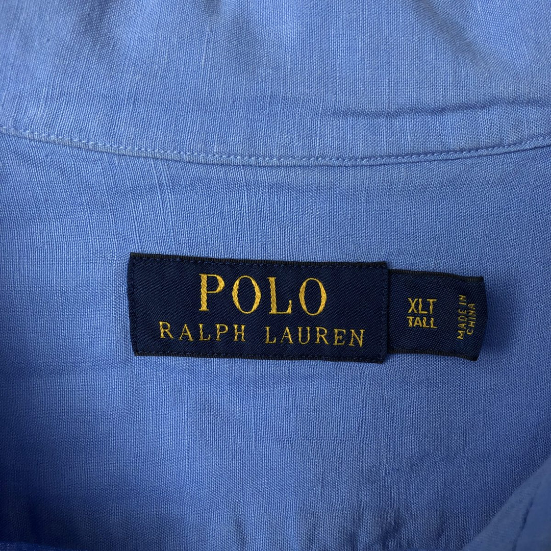 Ralph Lauren POLO RALPH LAUREN Short Sleeve Open Collar Linen Shirt Box Shirt Men's XL linen Blue type light blue Vintage Second Hand